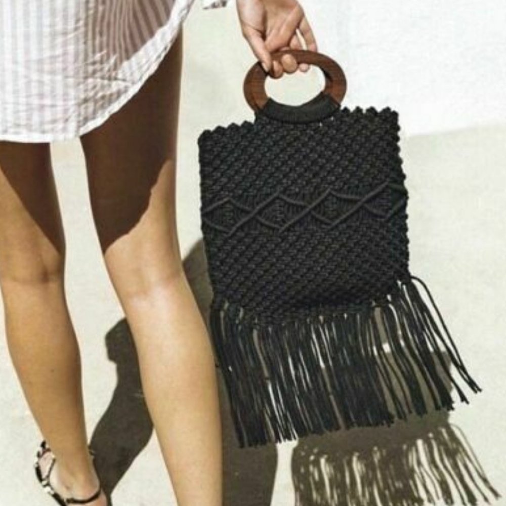 Danielle Nicole Black Macrame Bag